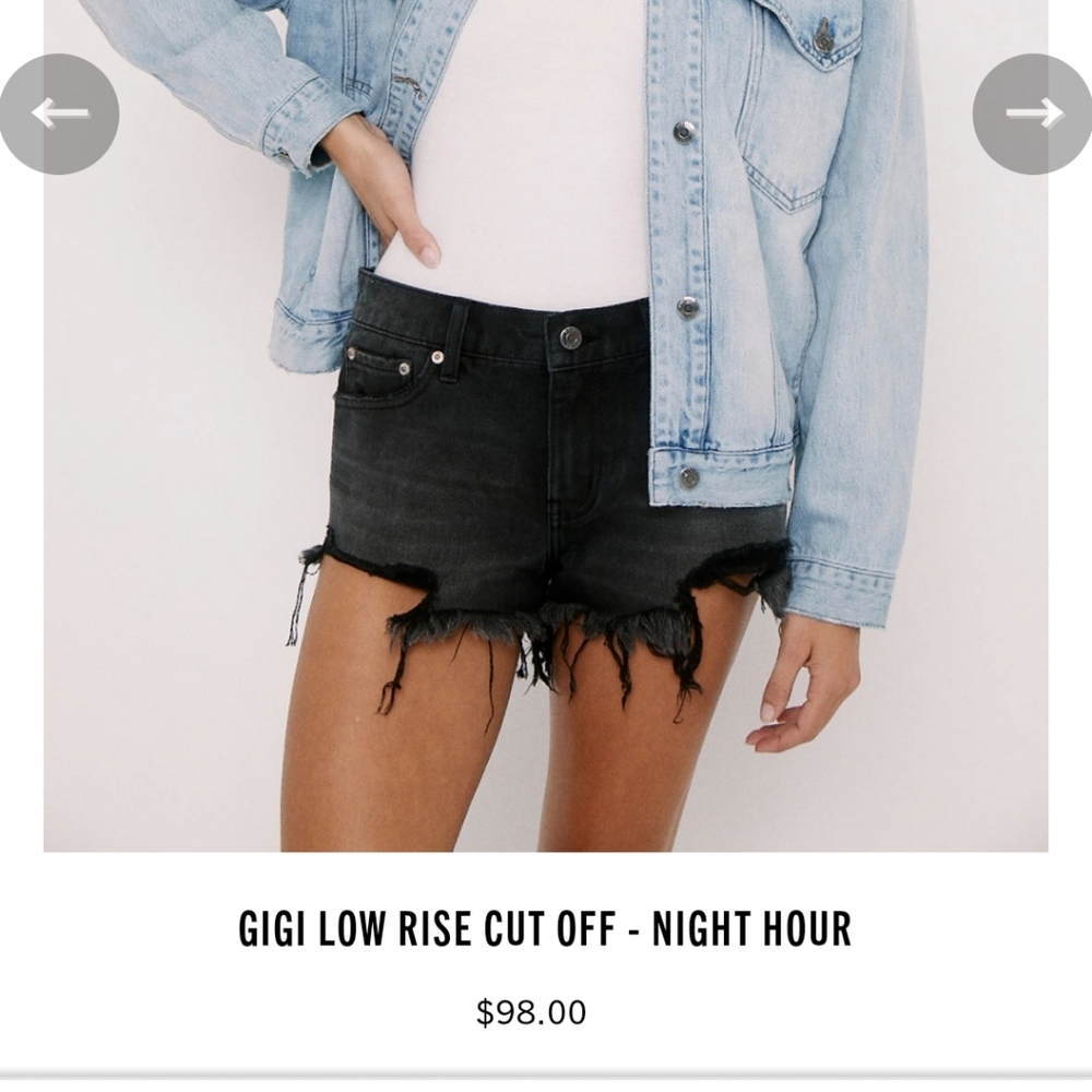 Pistola LA Gigi low rise cut off black denim shorts